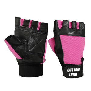 Gants de sport demi-doigts noirs et cyan en maille unisexe avec sangle de poignet réglable, logo personnalisé, pour entraînement fitness - Product Image 2