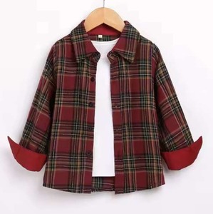 Chemise à carreaux à manches longues pour garçons, 100% coton, décontractée, haut pour enfants, printemps-automne - Product Image 4