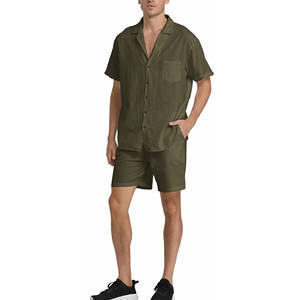 Ensembles de vêtements d'extérieur pour hommes en pur coton, tricotés, faciles à porter, avec logo personnalisé, respirants et teints unis - Product Image 3