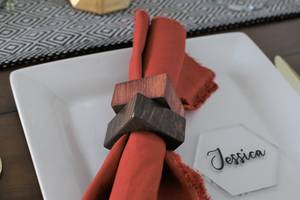 <b>Hand</b> Crafted Square Wood Napkin <b>Holders</b>, Napkin <b>Rings</b>, Wooden Napkin <b>Holder</b>, Napkin Cuffs, Rustic Napkin <b>Rings</b>, Natural Napkin - Product Image 6