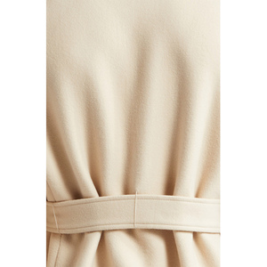 Manteau croisé en laine mélangée crème pour homme, de haute qualité, sur mesure, avec col tricoté et ceinture à la taille - Product Image 5