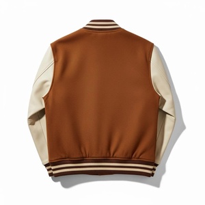 แจ็คเก็ตหนังสีน้ำตาลสำหรับผู้ชายจาก Furat Leathers แบบ Varsity ปักโลโก้ G ด้านหน้า กันลม ระบายอากาศได้ดี คุณภาพสูง สไตล์ Preppy สำหรับฤดูหนาว - Product Image 2