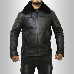 Men's Genuine Leather <b>Thin</b> Reversible Plus Size Winter <b>Jacket</b> with Zipper Closure - Product Image 2