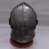 Casco Barbuta Italiano de Acero Dulce, Casco de Caballero Medieval, Acabado Gris Antiguo, Reconstitución Histórica, Feria Renacentista