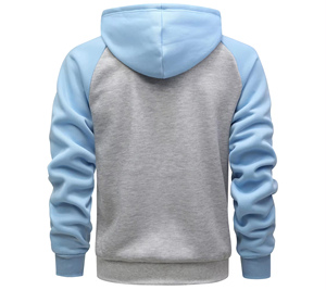 Sweat-shirt à capuche zippé à manches raglan gris et bleu clair pour homme, coupe décontractée, vêtement d'automne, sweat-shirt gris pour homme 2027 - Product Image 2