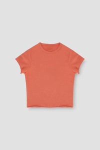 Camiseta Corta Casual con Cuello Redondo y Volantes para Mujer, Tela Cómoda y Transpirable, Color Naranja, Estilo Urbano Moderno - Product Image 3