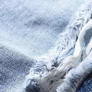 Shorts en jean pour homme, taille mi-haute, coupe droite, déchirés, en coton, style streetwear décontracté, brodés, en tissu tricoté d'été - Product Image 3