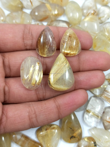 Cabochon en Rutile Doré Naturel, Pierre Précieuse Libre, Quartz Cristallin Fait Main pour la Fabrication de Bijoux en Argent, Pendentifs et Bagues - Product Image 5