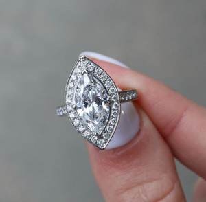 Vintage Style 1.01CT Marquise Cut Lab Grown Diamond Classic Halo <b>Ring</b> 14K Yellow Gold Engagement Wedding Gift For Bridesmaid - Product Image 2