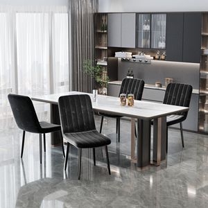 Set Moderno di 4 Sedie da Pranzo per Cucina e Sala da Pranzo con Seduta Imbottita e Gambe in Metallo per Casa - Product Image 3