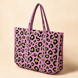 Bolso Tote de Lujo con Estampado de Leopardo Negro, Grande, Acolchado, de Algodón, con Cierre de Cremallera, para Todas las Temporadas, Bolso de Hombro para Mujer, para Trabajo, Viajes y Compras - Product Image 1
