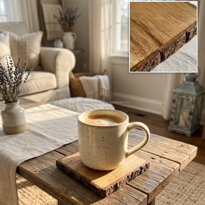 Rustic Wooden Drink <b>Coaster</b> Square Bark Edge Coffee Shop <b>Table</b> <b>Coaster</b> Natural Wood Beverage Mat - Product Image 5
