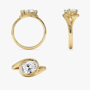 Anillo de compromiso de diamantes de corte ovalado de 1,5 quilates de primera calidad, estilo clásico para mujer, joyería de oro amarillo natural - Product Image 4