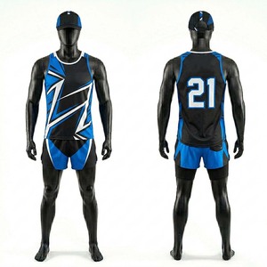 Ensemble de shorts de course pour adultes, unisexe, 100% polyester respirant, col en V, logo imprimé par transfert thermique sur le devant - Product Image 3