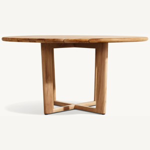Table ronde en teck, style moderne, en promotion, idéale pour l'extérieur ou la salle à manger. - Product Image 2
