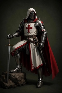 Traje de Armadura de Caballero Templario |   Disfraz Moderno de Acero Pulido con Grabado Cruzado para Cosplay Farjana - Product Image 2