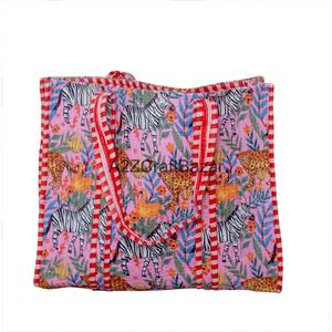 Indian Hand Block Quilted Floral Printed 100% Cotton Tote Shoulder <b>Bag</b> Eco-Friendly Durable for Daily Use Fashion for Summer - Product Image 6