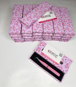 GETUP BROSONS Pink Eyelash Tweezers Stainless Steel Precision Tool <b>Box</b> Packaging - Product Image 5