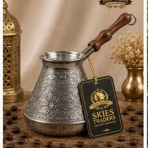 หม้อกาแฟตุรกีลายทองหรูหราพร้อมด้ามจับไม้ ใช้กับเตาได้ แบบดั้งเดิม - Product Image 3