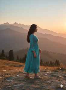 Vestido Maxi Verde Azulado con Cuello Cuadrado y Mangas Largas, Estilo Boho de Algodón, Vestido de Verano para Vacaciones con Vista a la Montaña, Elegante - Product Image 5