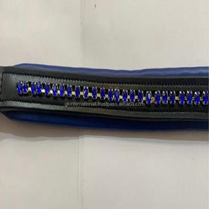 Bande de sourcil de cheval en cuir de canal vide de rembourrage coloré doux dans toutes les tailles et conceptions personnalisées avec de grands cristaux Bling - Product Image 1