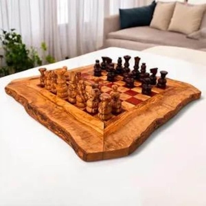 Handcrafted Live Edge <b>Wooden</b> <b>Chess</b> <b>Set</b> With Unique Organic Board Design And Carved Pieces Elegant Strategy Game For Family Fun - Product Image 3