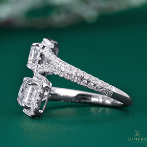Exquisite <b>Custom</b> <b>Ring</b> Featuring Emerald and Round Cut Diamonds D E Color VVS VS Clarity Precision Fine Jewelry Design Engagement - Product Image 1