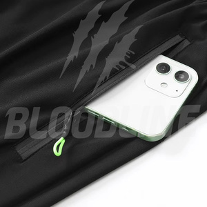 Bermuda décontracté noir pour homme BLOODLINE, séchage rapide, taille élastique, motif camouflage, matière PU, poche avant - Product Image 4