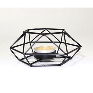Support de bougie chauffe-plat en métal doré moderne, lanterne géométrique découpée, centre de table pour mariage, événement, décoration intérieure - Vente en gros - Product Image 4