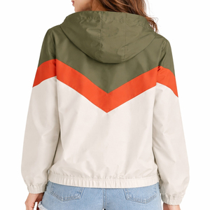 Khaki <b>Women</b> <b>Windbreaker</b> Jacket Woven Utility Coat Hooded Zipper Closure Oversized Casual Outerwear New - Product Image 3