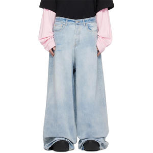 Pantalones Cargo de Mezclilla de Algodón con Lavado Ácido, Estilo Streetwear, de Alta Calidad OEM, con Múltiples Bolsillos, Corte Holgado y Recto para Hombre - Product Image 3