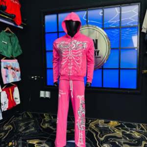 Conjuntos Deportivos Personalizados con Estampado de Leopardo 2 en 1, Transpirables, 100% Algodón, Tallas Grandes, con Bordado y Serigrafía de Pedrería - Product Image 1