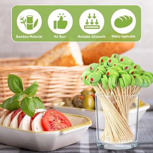 Stuzzicadenti Decorativi in Bambù Verde Oliva da 4,7 Pollici, 100 Pezzi, per Aperitivi e Decorazioni per Feste - Product Image 3