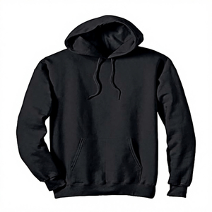 Custom Black 100% Cotton Winter <b>Men's</b> Hooded Plain Dyed Solid Heavy Fleece <b>Pullover</b> Hoodie Anti-shrink Free Sample Kangaroo 380g - Product Image 1