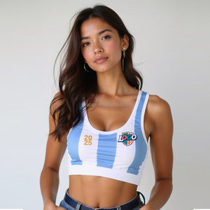 Top Corto Deportivo Sexy para <span class=keywords><strong>Mujer</strong></span>, Estilo Club Nocturno, <span class=keywords><strong>Camiseta</strong></span> de Fútbol de <span class=keywords><strong>Argentina</strong></span>, Top sin Mangas para Fanáticas del Fútbol, Novedad 2025 - Product Image 1
