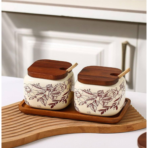 Handcrafted Wooden Food Storage Box With Airtight Lids Square Shape Minimalist Design For Kitchen <b>Spice</b> Storage Stackable <b>Tray</b> - Product Image 6