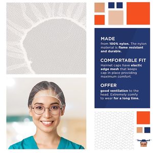 Trắng Nylon Dùng Một Lần Đầu Mũ 28 Gói 1000 Đàn Hồi Cạnh Lưới Tóc Lưới Trọng Lượng Nhẹ Thoáng Khí Dành Cho Người Lớn Hairnets Cho Nấu Ăn Thực Phẩm - Product Image 2
