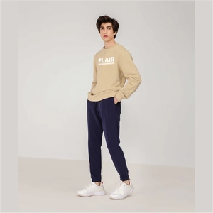 Sweat-shirt côtelé pour homme, très vendu, 100% coton, coupe ajustée, vêtement décontracté, confortable, pull-over, motif uni, grandes tailles - Product Image 1