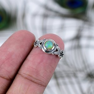 925 Sterling <b>Silver</b> <b>Ring</b> Women's <b>Ring</b> Natural Ethiopian <b>Opal</b> Gemstone October Birthstone Valentine Gift Solitaire <b>Ring</b> Jewelry - Product Image 6