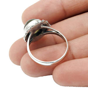 Handmade 925 Sterling Silver <b>Labradorite</b> Gemstone <b>Ring</b> Natural Bohemian Style Statement Fine Boho Jewelry With Round Cut Stone - Product Image 6