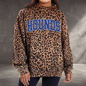 Sweat-shirt personnalisé pour femme à col ras du cou, séchage rapide, avec lettres brodées sur mesure, coupe classique, imprimé léopard, col montant - Product Image 6