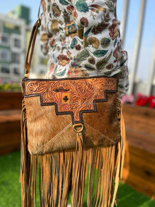 Best Seller 2024 Bolso de hombro de cuero con flecos-Marrón-Bolso cruzado occidental-Monedero de lujo-Bolso bohemio West para mujer - Product Image 3