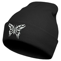 Bonnet en tricot respirant et stylé pour hommes et femmes, style Emo Gothique Halloween, avec broderie Jacquard Crâne Gothique Squelette, pour la plage et l'hiver