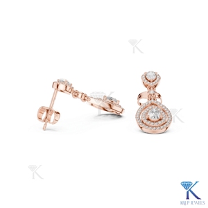 ต่างหูเพชรทรงหยดน้ำ KRUP JEWELS เพชรเลี้ยงในห้องปฏิบัติการ ประดับทองคำแท้ 14K 18K แบบฝังเพชรเต็มเม็ด ทรงหยดน้ำเปิด รับรองโดย IGI หรูหรา - Product Image 6