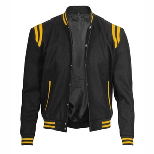 Abrigo Varsity de Moda, Mezcla de Lana con Mangas de Cuero, Ropa Personalizada, Fabricación OEM ODM, Proveedor Mayorista, Envío a Todo el Mundo - Product Image 1