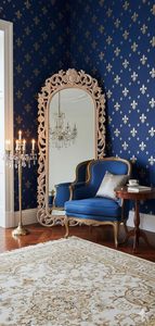 Miroir sur pied décoratif vintage en bois sculpté, pleine longueur, style antique classique bohème, design ferme, pour chambre à coucher - Product Image 2