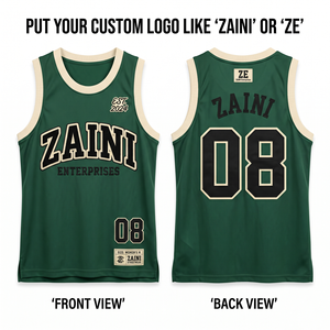 Camiseta de Baloncesto Personalizada para Mujer, 180 GSM, Malla de Poliéster Transpirable, Verde Oscuro Crema, Sublimación, Bordado, Impresión - Product Image 1