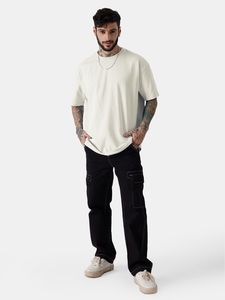Personaliza tu propia camiseta de algodón extragrande para hombre, cuello redondo, manga corta, color sólido, estilo casual, corte regular, tejido jersey. - Product Image 4