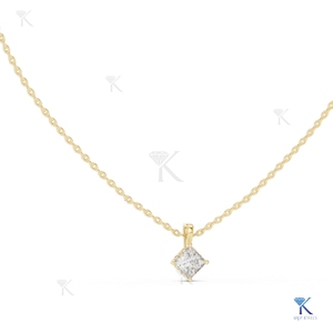 Lab Grown Diamond 0.75 CT Princess Cut <b>Pendant</b> Necklace 14K 18K <b>Solid</b> <b>Gold</b> Dainty Minimalist Everyday Wedding Party Jewelry Gift - Product Image 5