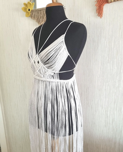 Vestido con Flecos de Macramé: Atuendo Bohemio para Festivales, Boda en la Playa - Product Image 3